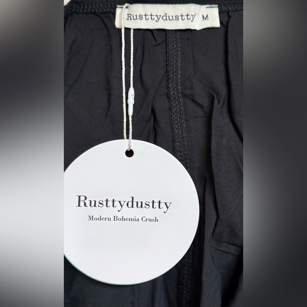 Rusttydustty Black Embroidered Spaghetti Strap Top - Picture 7 of 8